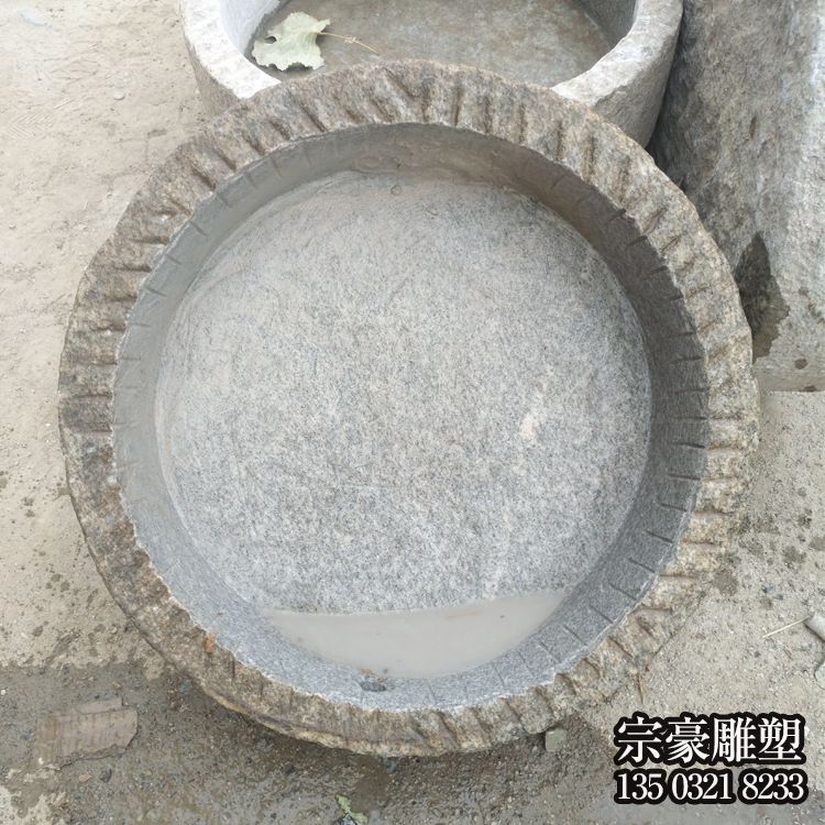 老舊石槽石頭魚缸花盆石缸水槽庭院陽臺(tái)流水景觀